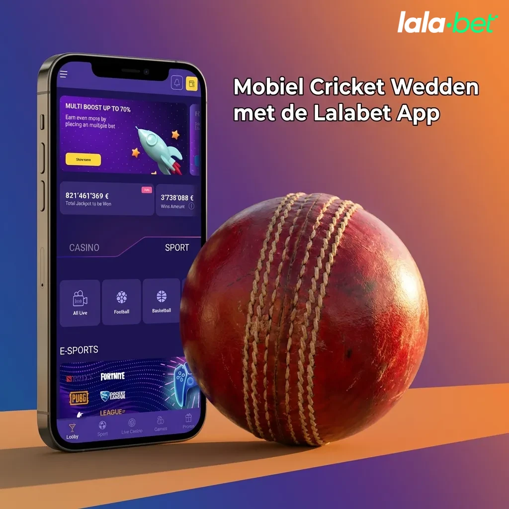 Lalabet mobile cricket betting app interface showing live match odds and betting options on smartphone screen
