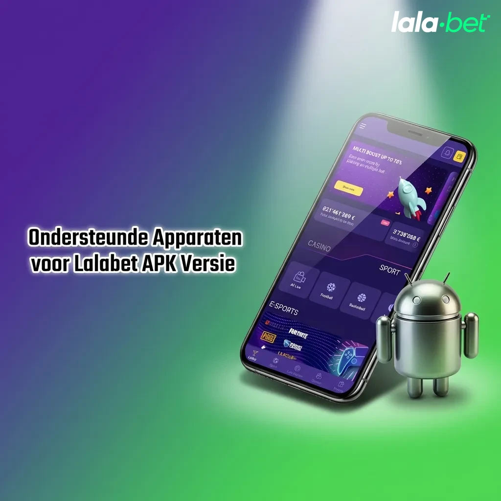 Tabel met Android-apparaten compatibel met Lalabet APK, inclusief Samsung, Sony, Huawei, OnePlus, Oppo, Google, Xiaomi
