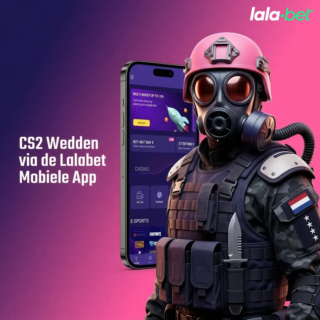 CS2 wedden via de Lalabet mobiele app op smartphone en tablet met live odds en weddenschappen beheren