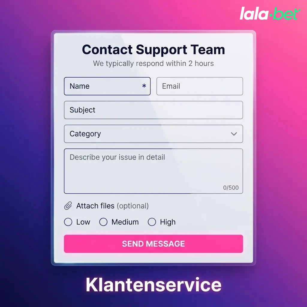 Lalabet klantenservice 24/7 beschikbaar via live chat, e-mail en sociale media voor snelle hulp in het Nederlands.