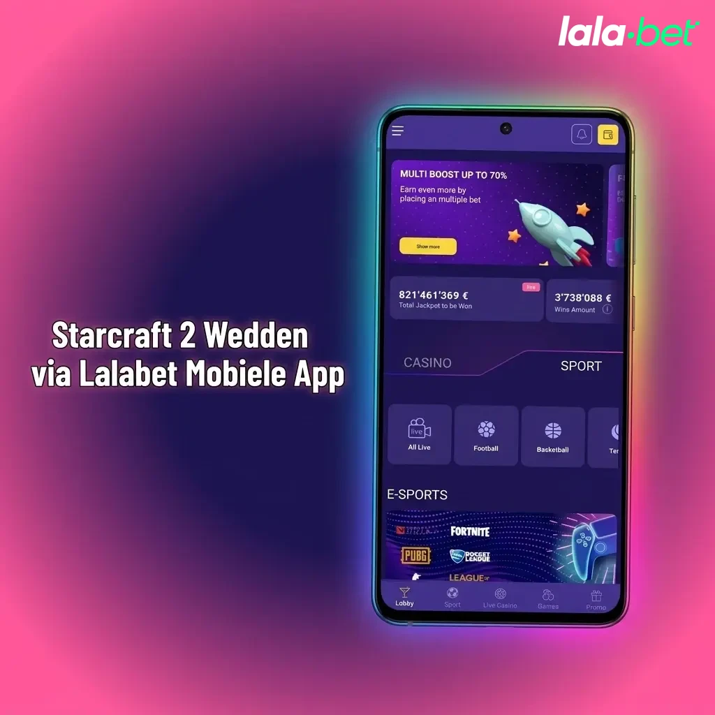 Lalabet mobiele app voor StarCraft 2 wedden op smartphone met live toernooi opties en eenvoudige bediening